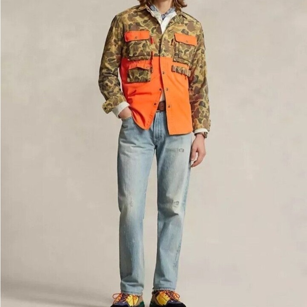 Polo Ralph Lauren Sportsman Colorblocked Army Camo Fishing Hunting Shirt Jacket